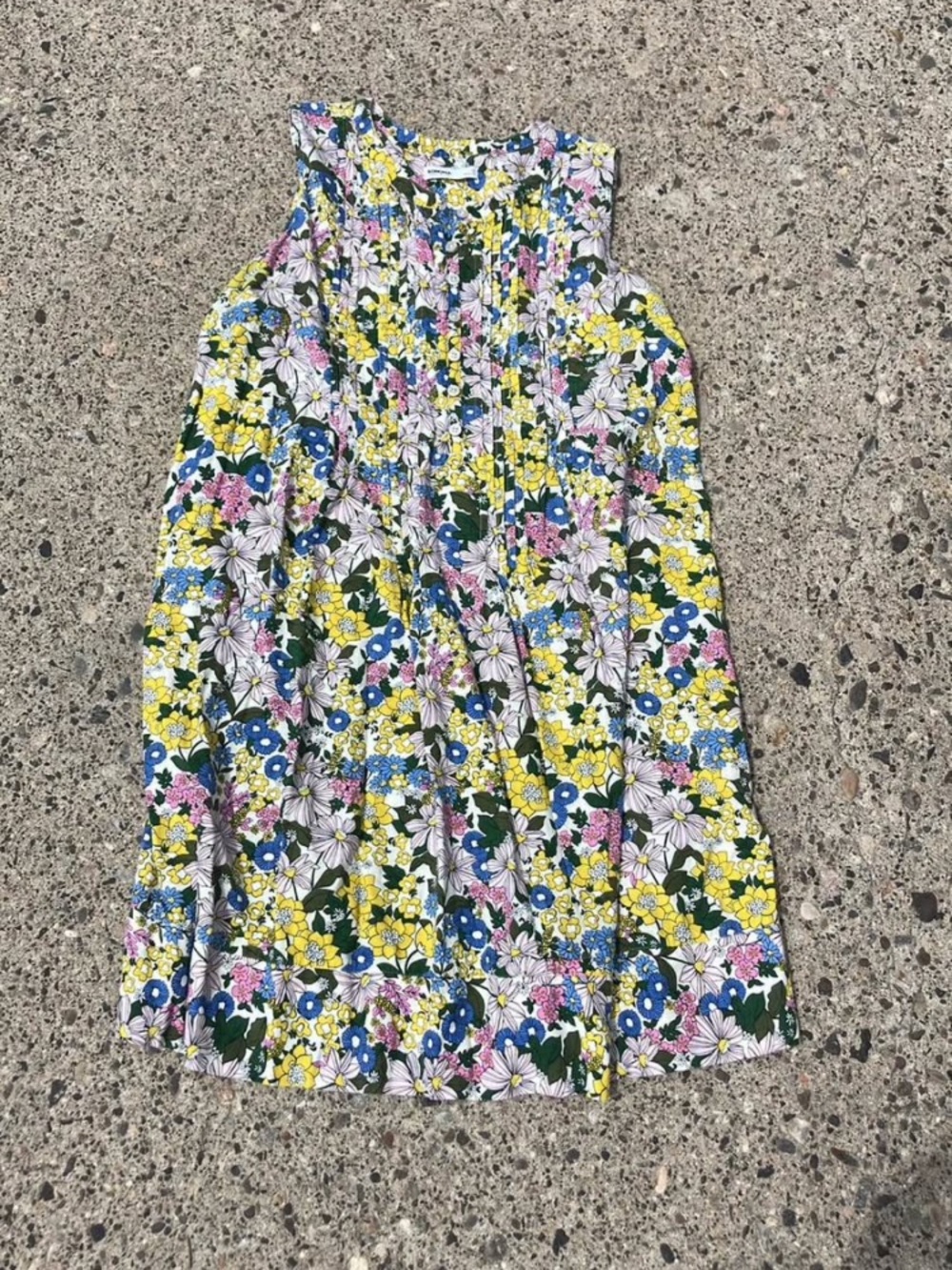 XL Sonoma Sundress Yellow & Blue Garden Print